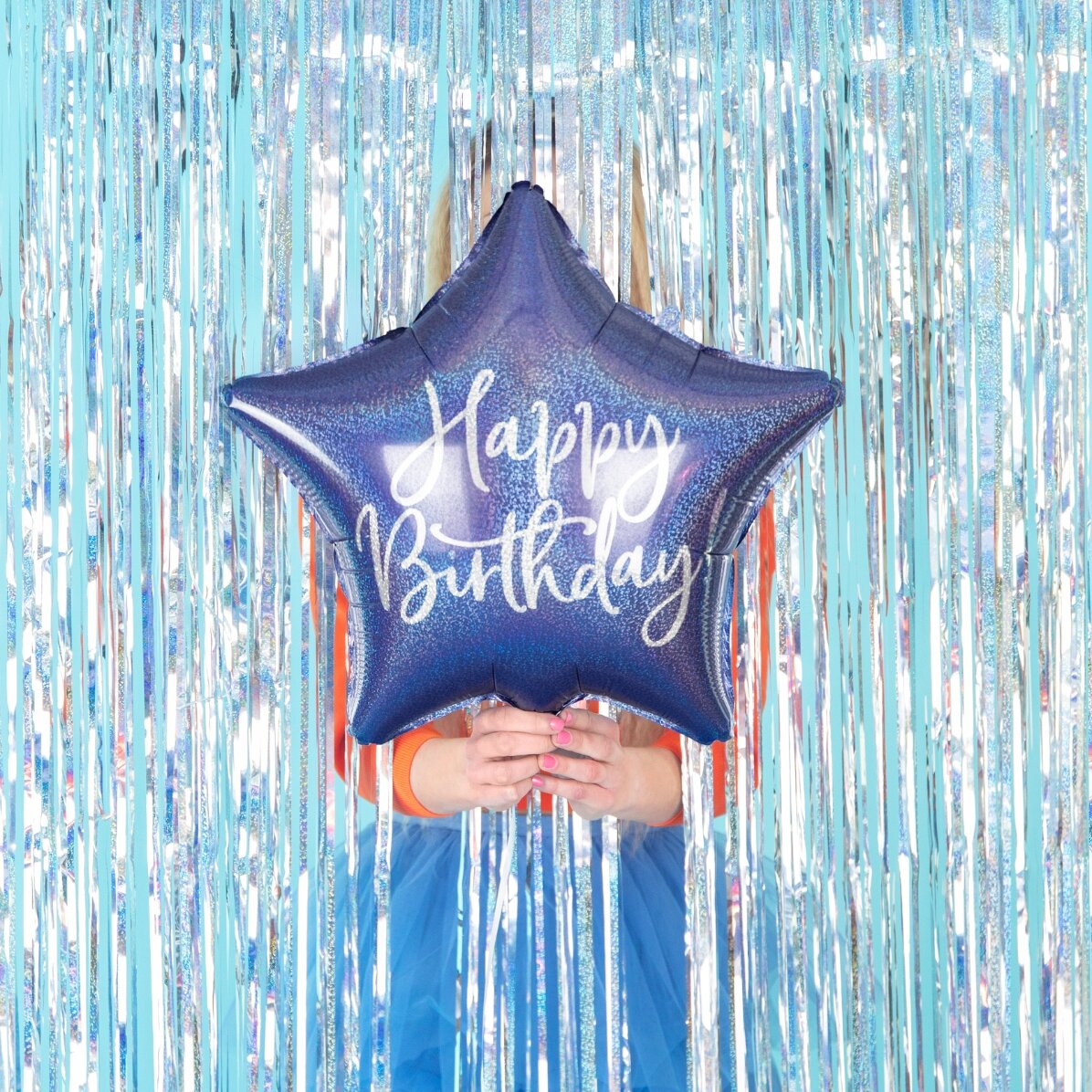 Luftballon – blauer Stern „Happy Birthday“