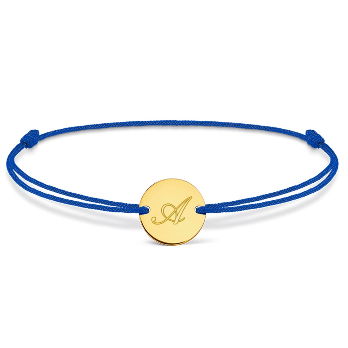 Personalisiertes Armband mit Kordel – 10-mm-Münze – 925er Silber – Modell „Initiale 2“