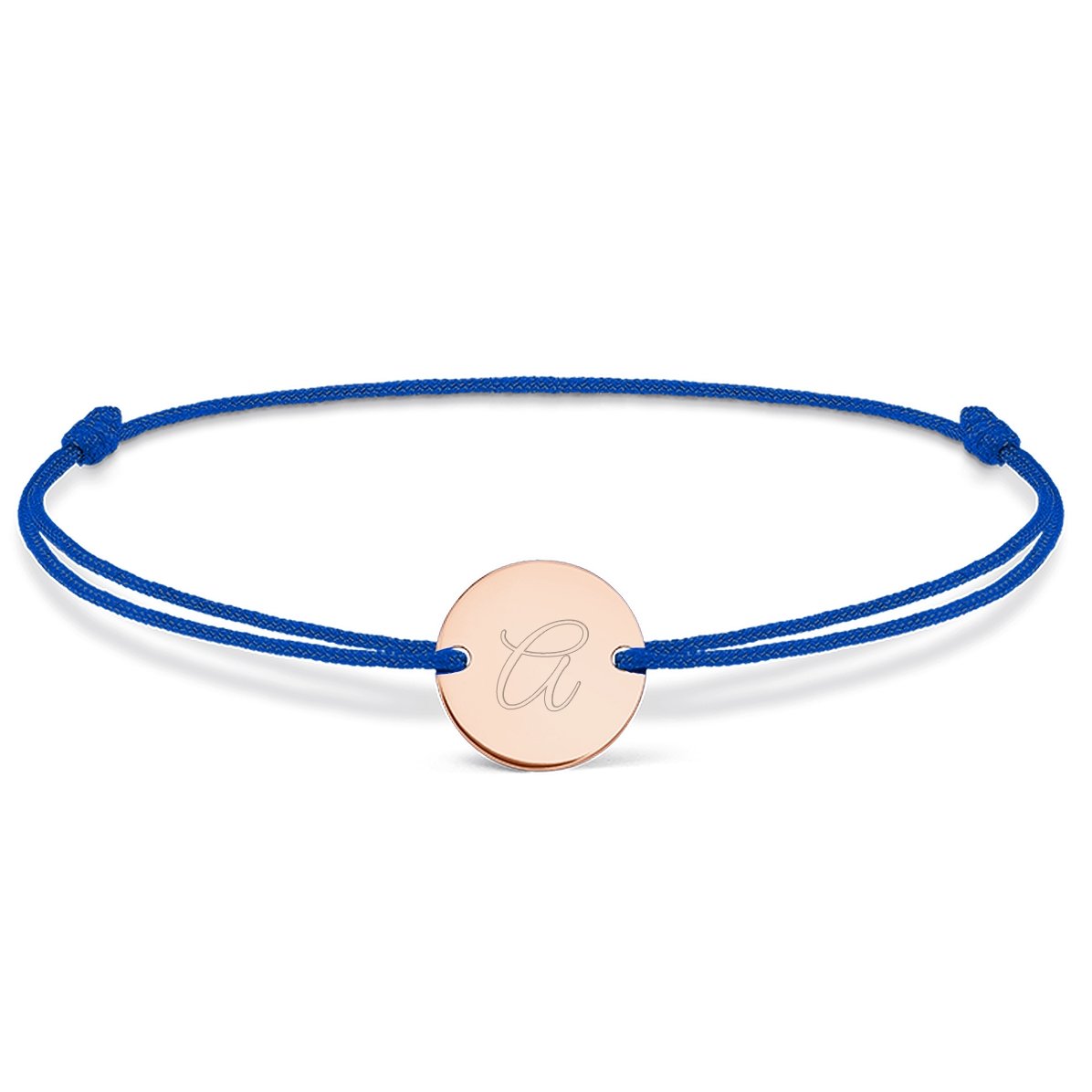 Personalisiertes Armband mit Kordel – 10-mm-Münze – 925er Silber – Modell „Initiale 3“