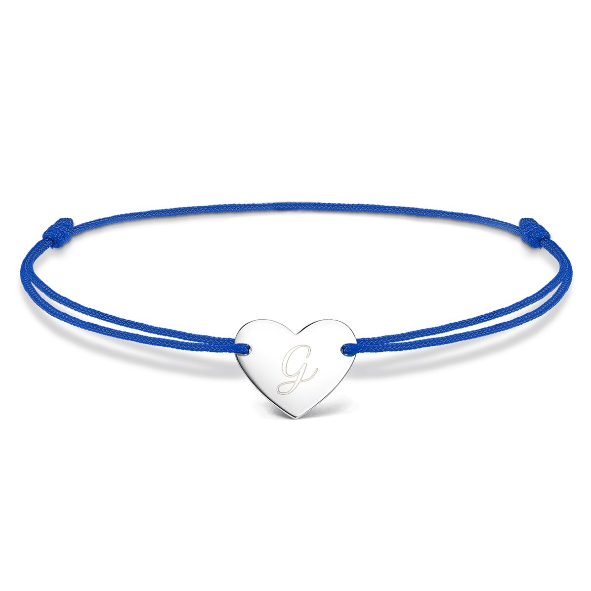 Personalisiertes Kordelarmband – Herz 12 x 10 mm – 925er Silber – Initialen-Modell