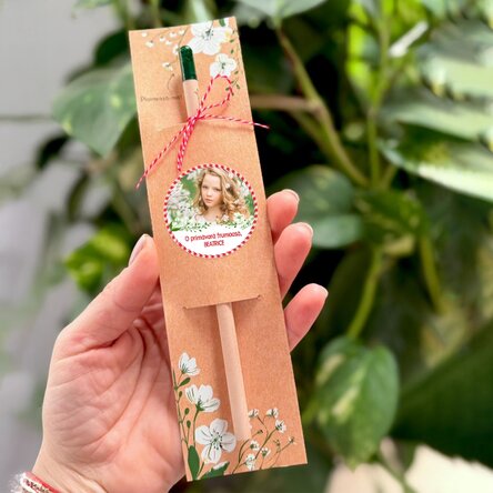 Personalised plantable pencil with photo and message