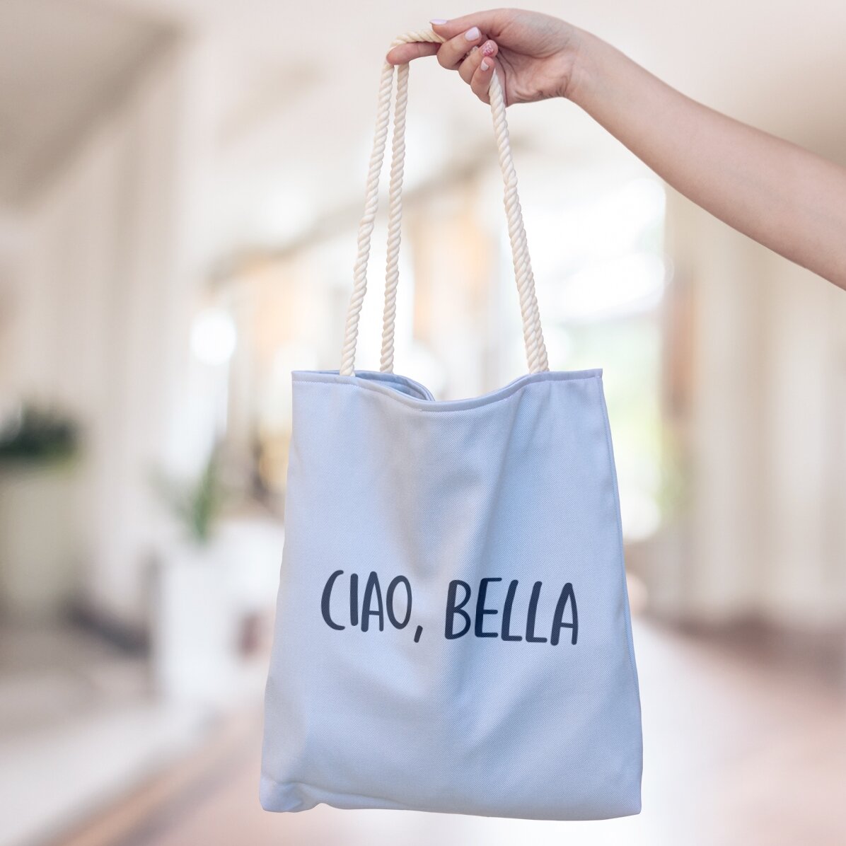 Personalisierte Tragetasche mit Aufdruck – Ciao, bella