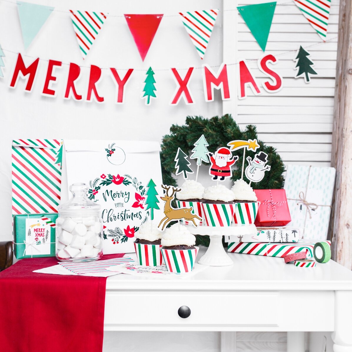 2er-Set Geschenkpapier „Merry Christmas“