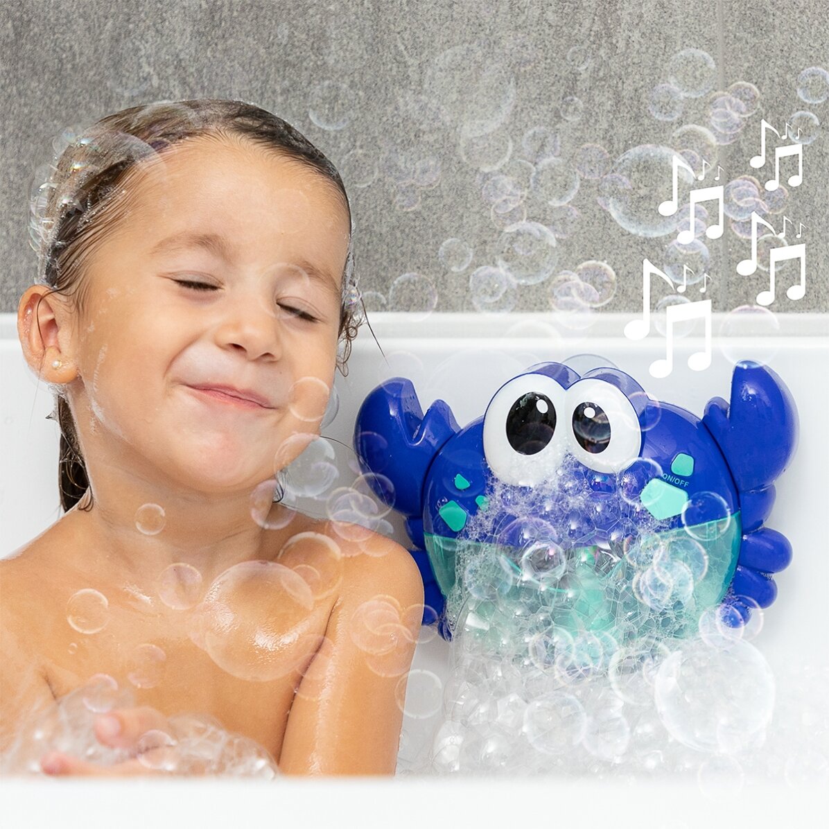 Bath toy - musical crab with bubble blower