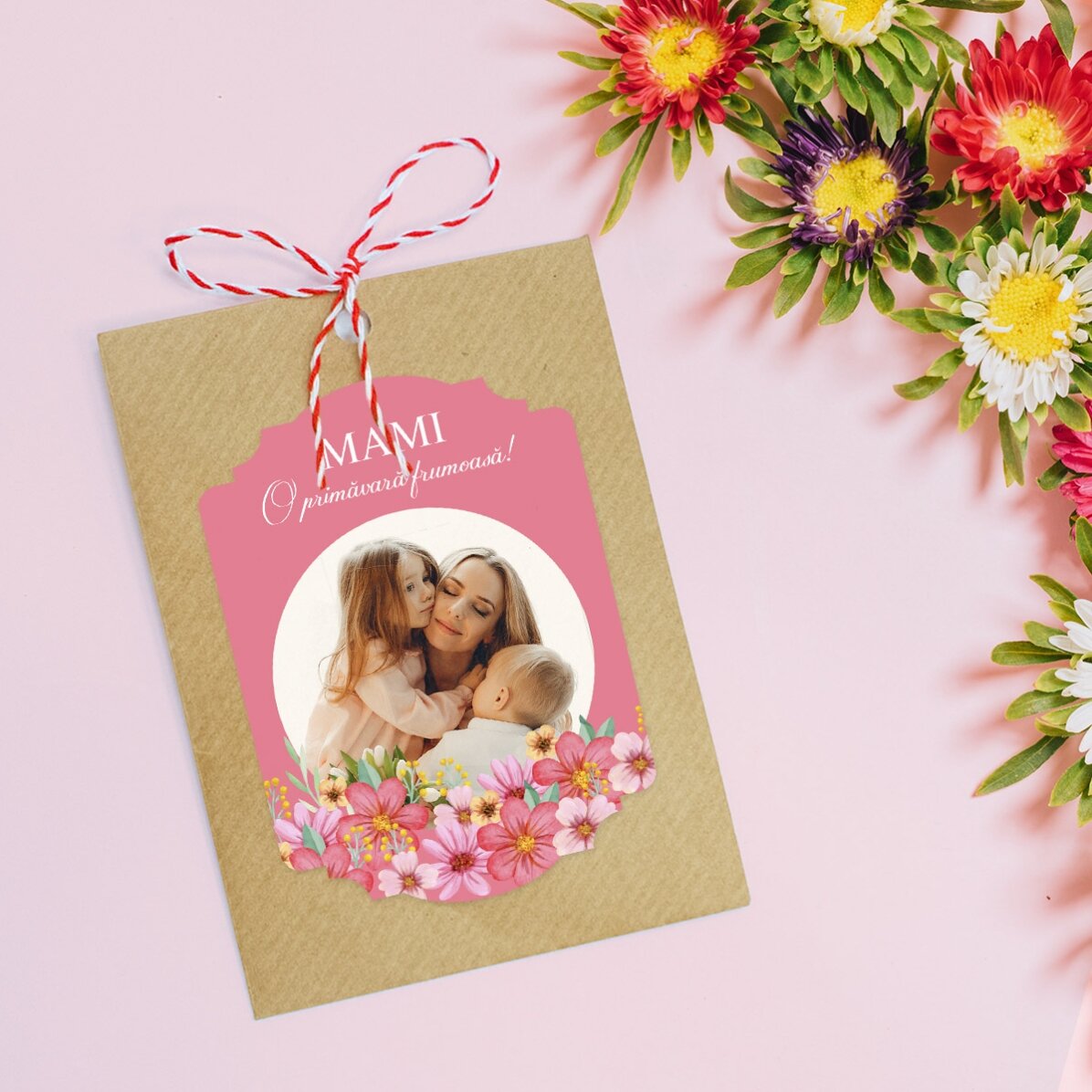 Individuell gestalteter Martisor zum Einpflanzen mit Foto und Botschaft – Floral