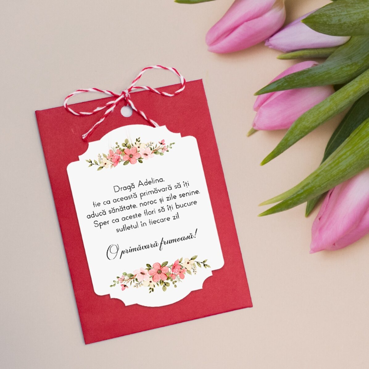 Individuell gestalteter Martisor zum Einpflanzen mit Text