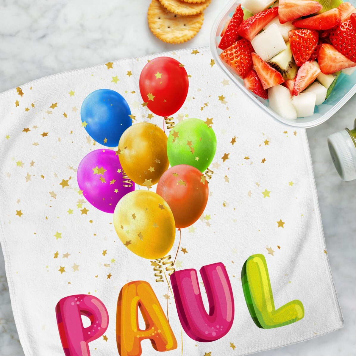Personalisiertes Handtuch mit Namen – Bunte Luftballons