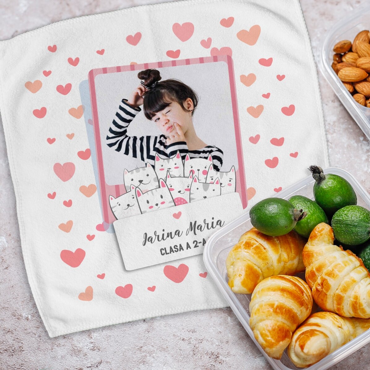 Personalisiertes Handtuch mit Namen und Foto – Kitty