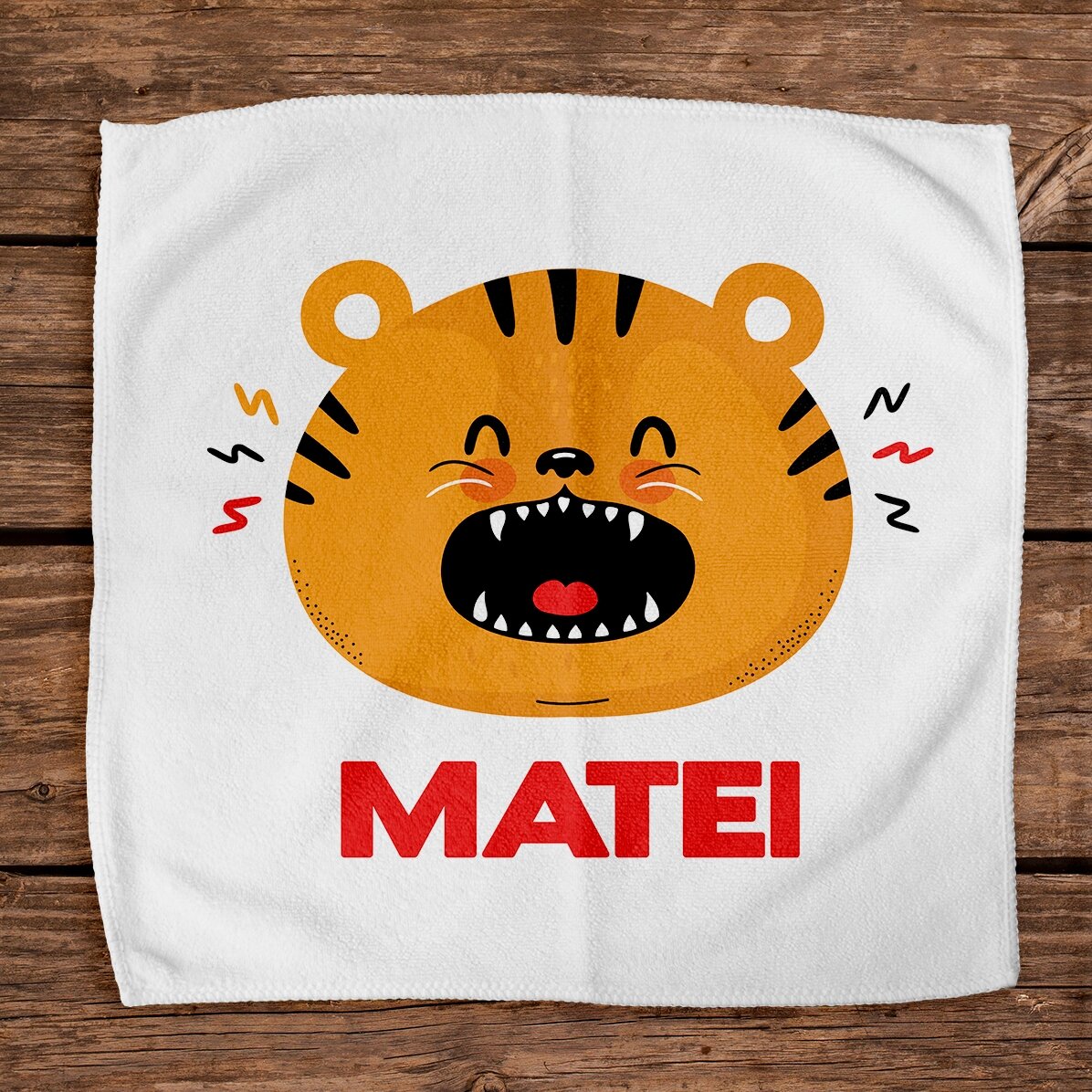 Personalisiertes Handtuch mit Aufdruck für Kinder – Tiger