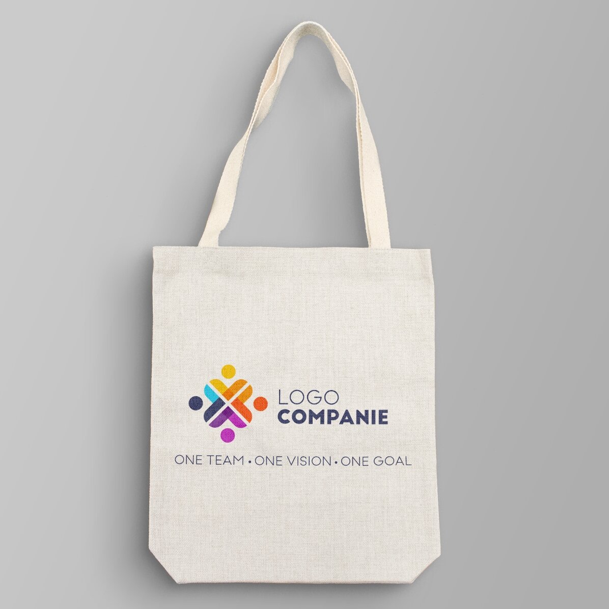 Individuell gestaltete Tragetasche mit Logo und Text