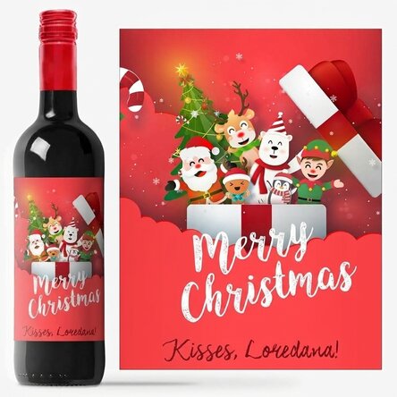 Wein mit individueller Beschriftung – Santa & his friends