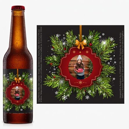 Individuell gestaltetes Bier mit einem Foto – Weihnachtsgrüße