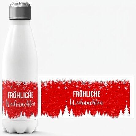 Thermoskanne mit weißem Boden, individuell mit Namen bedruckt – Winter Spirit