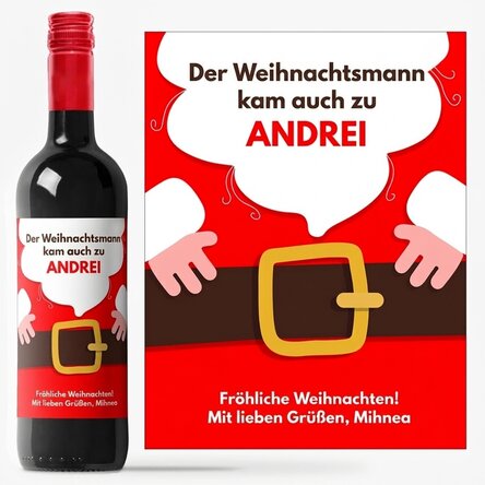 Wein mit individueller Beschriftung – Der Weihnachtsmann ist da