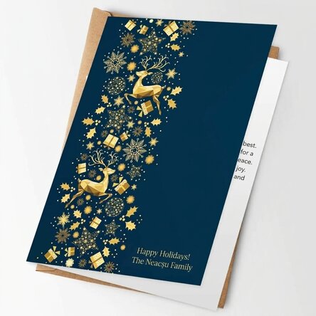 Personalisierte Grußkarte – Golden Deer