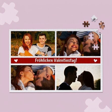Individuell gestaltetes Puzzle mit 4 Fotos und Text, 36 x 24 cm – Moments