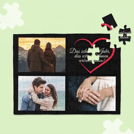 Personalisiertes Puzzle mit 3 Fotos und Text, 20 x 15 cm – In love