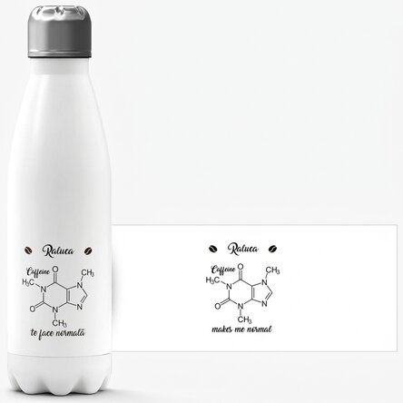 Thermos with white base personalised with name - Chemistry