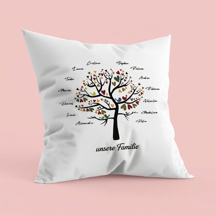 Personalisiertes Kissen mit Schriftzug – Unsere Familie
