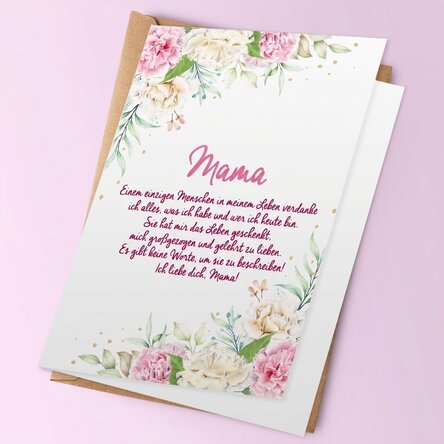 Personalisierte Grußkarte mit Text – Ich liebe dich, Mama