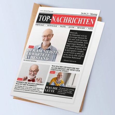 Personalisierte Grußkarte mit 3 Fotos und Text – Ruhestand