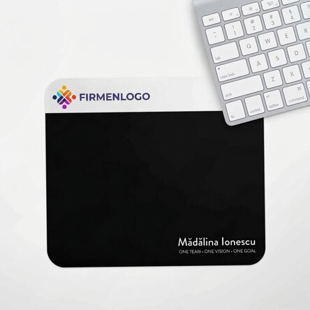 Individuell gestaltetes Mauspad mit Logo und Text