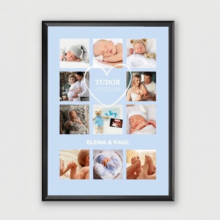 Individuell gestaltetes Bild mit Text und 11 Fotos – Baby