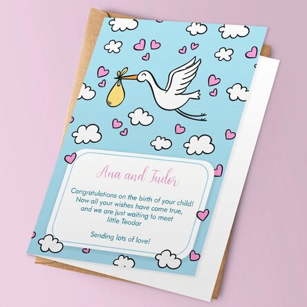 Personalisierte Grußkarte mit Text – New Baby