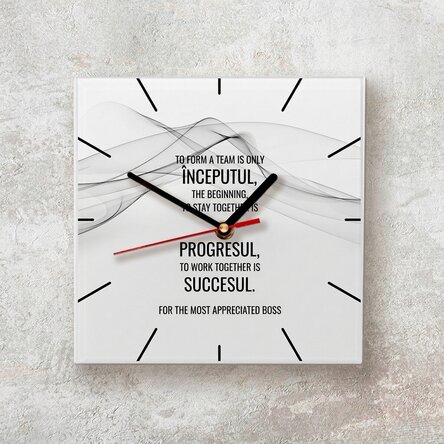 Personalised square clock with text - Success