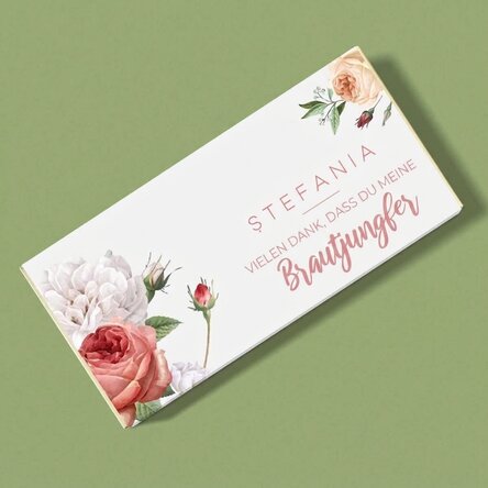 Personalisierte Schokolade mit Text für die Hochzeit