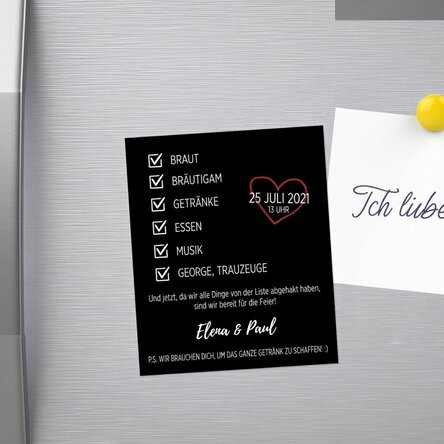 Individuell gestalteter Magnet 10 x 12 cm mit Text – Einladung