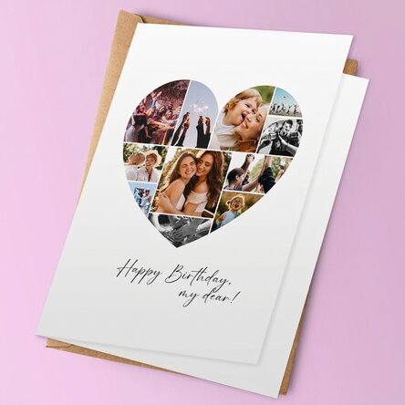 Personalisierte Grußkarte mit 11 Fotos in Herzform