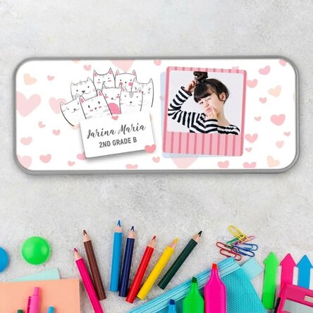 Personalised pencil case with a photo and text - Kitty