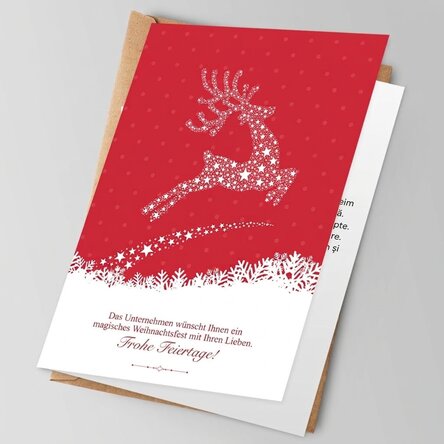 Personalisierte Grußkarte, Vorderseite und Rückseite mit Text und Logo – Weihnachtszauber