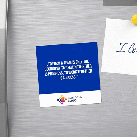 Individuell gestalteter Magnet 10x10 mit Logo und Text