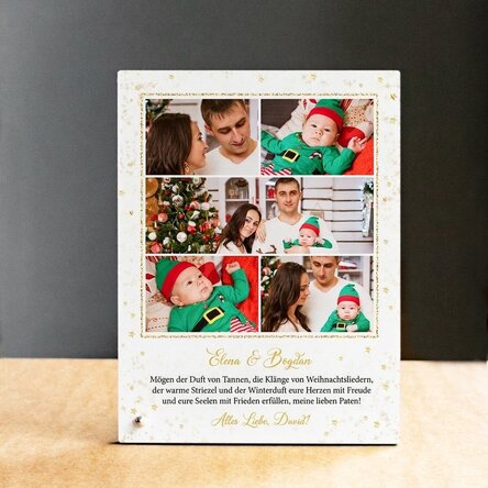 Personalisierter Fotorahmen für den Schreibtisch mit Bildern und Text – Goldene Sternchen