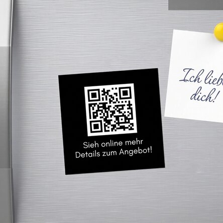Individuell gestalteter Magnet (10 x 10) mit Text und QR-Code