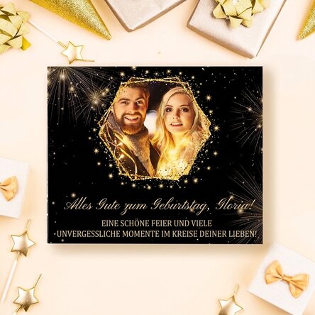 Personalisierte Pralinenschachtel mit Foto und Text – Golden