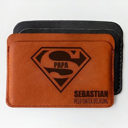Personalisierte Lederbrieftasche mit Namen – Super TATA