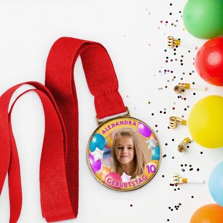 Personalisierte Medaille mit Foto und Text – Happy Birthday