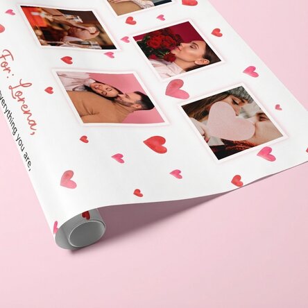 Individuell gestaltetes Geschenkpapier mit 10 Fotos und einer Botschaft – Love
