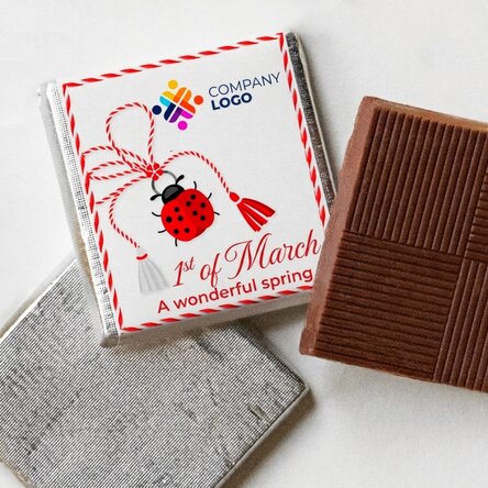 Mini chocolate personalised with logo and text