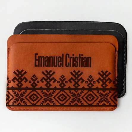 Personalisierte Lederbrieftasche mit Namen – Traditionelles Modell