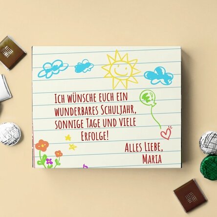 Personalisierte Pralinenschachtel mit Text für Erzieherinnen