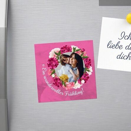 Personalisierter Magnet mit Foto und Botschaft – Einen schönen Frühling