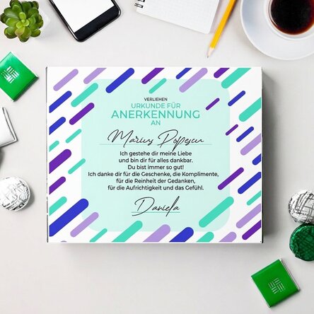 Personalisierte Pralinenschachtel mit Text – Dankeschön