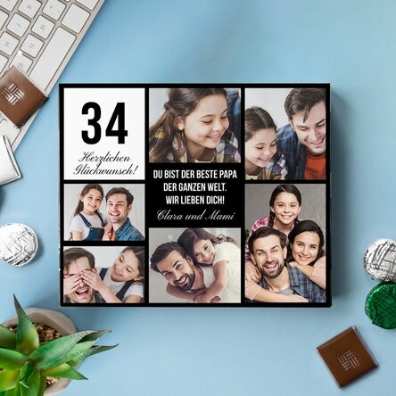 Personalisierte Pralinenschachtel mit 6 Fotos und einer Botschaft für Ihre Liebsten