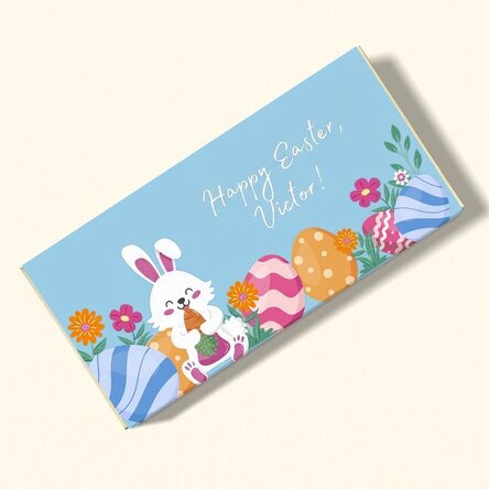 Personalisierte Schokolade mit Schriftzug – Frohe Ostern!