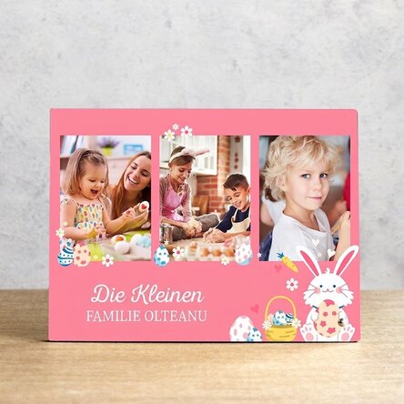 Personalisierter Fotorahmen für den Schreibtisch mit 3 Fotos und Text für Kinder – Bunny