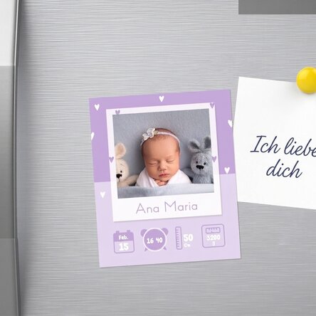 Individuell gestalteter Magnet (10 x 12 cm) mit Foto und Text – Baby
